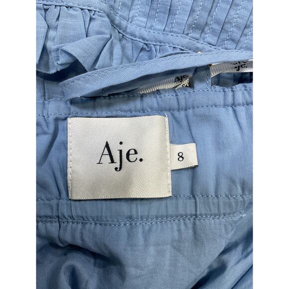 Aje 'Talia' Blue Cotton Flounce Mini Dress Size 8 - Picture 4 of 5